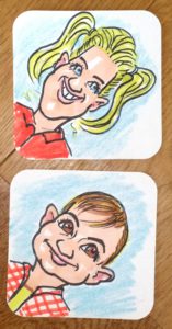 Karikatuur op bierviltje