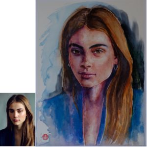 portret in aquarelverf