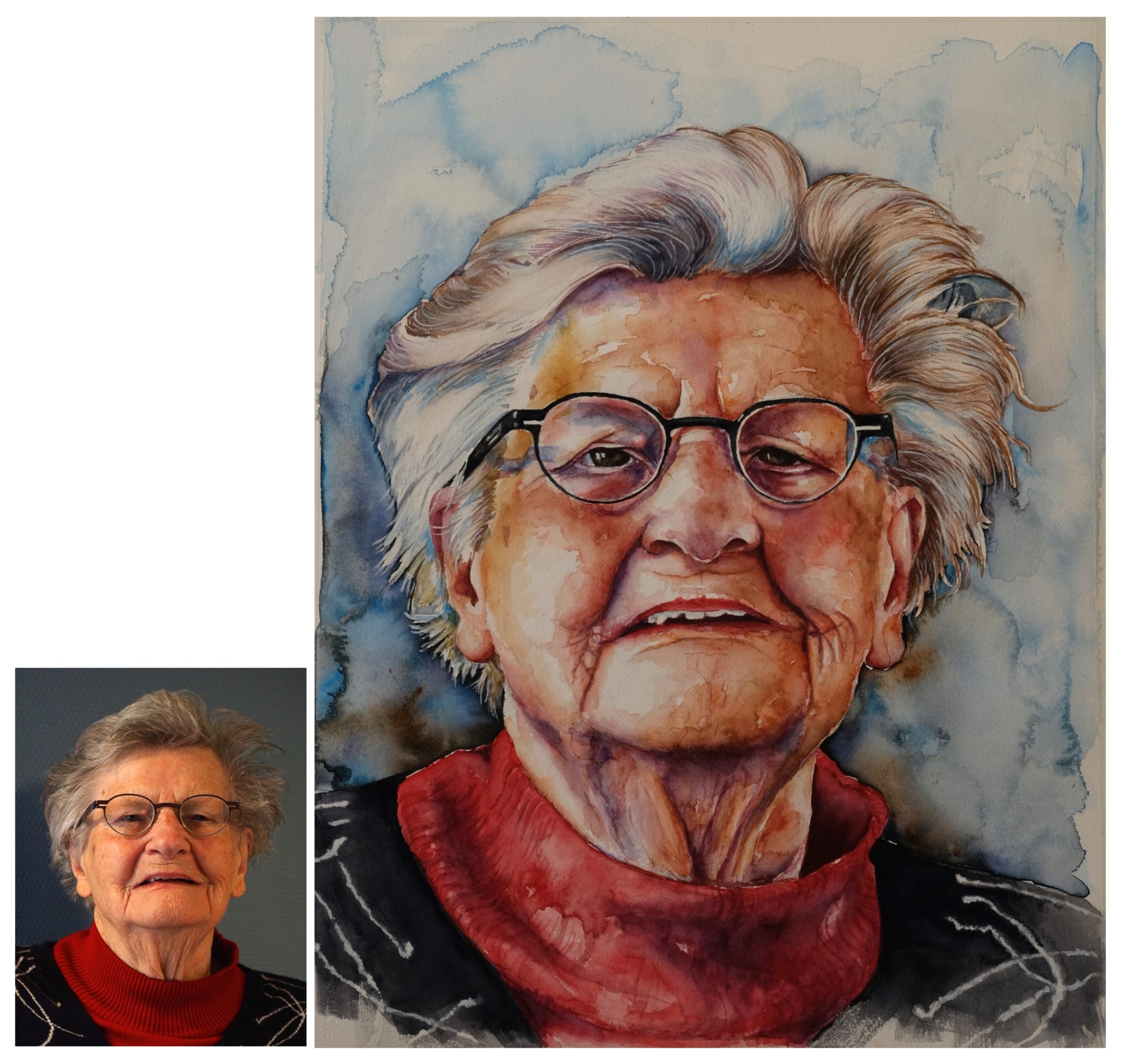 portret in aquarelverf