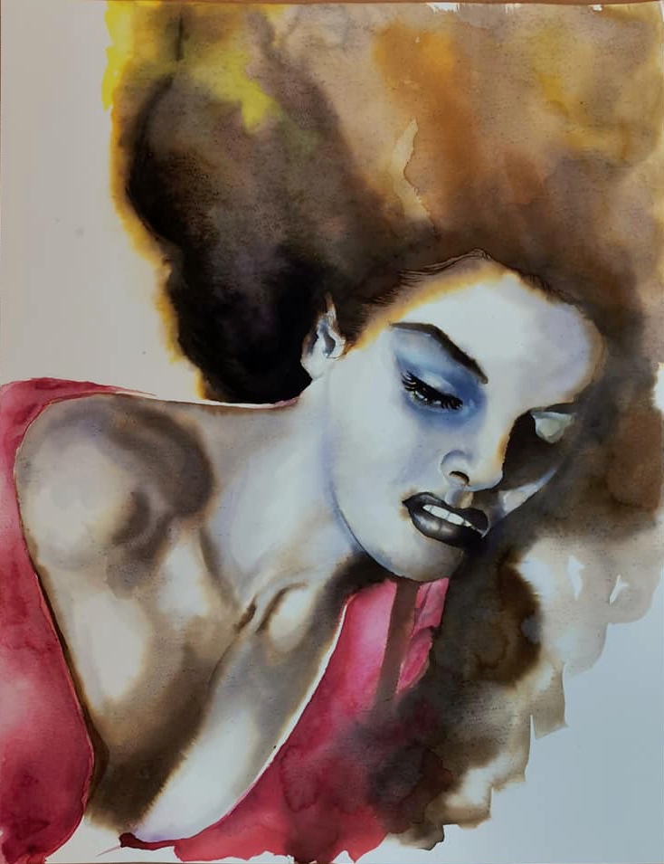 portret in aquarelverf