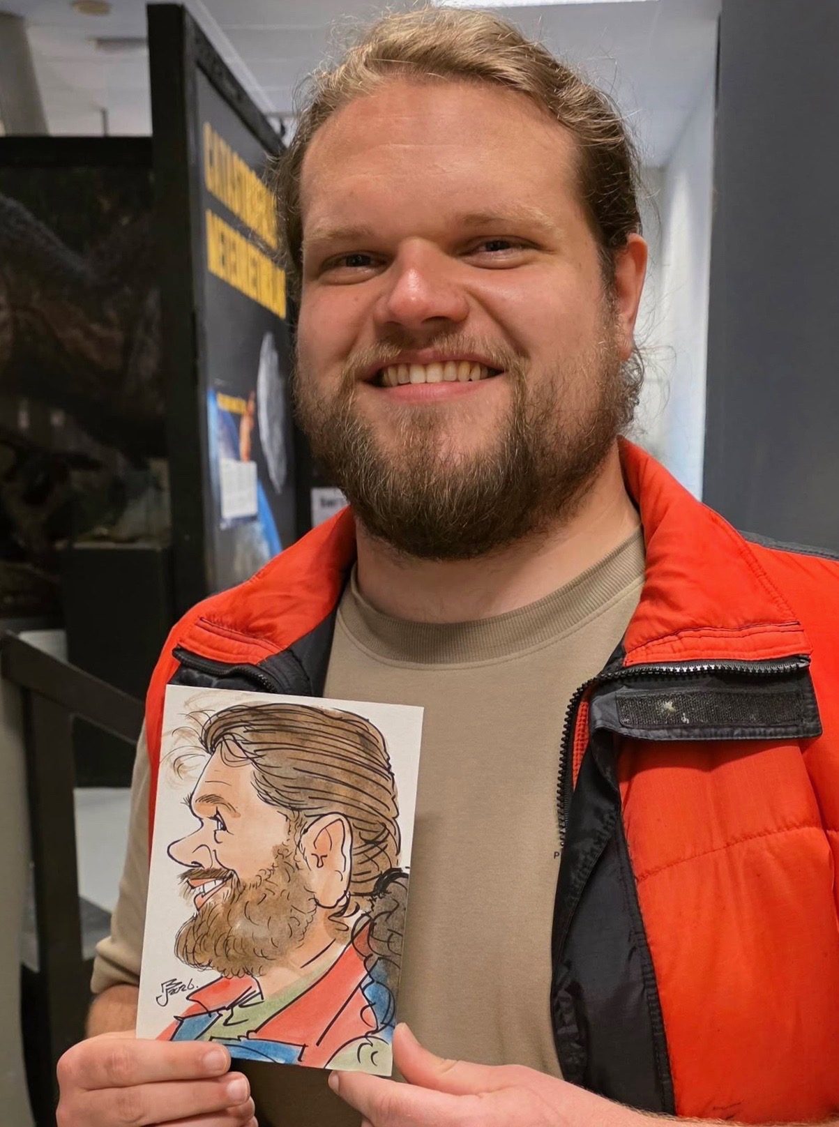 Live getekende karikatuur door sneltekenaar Jeroen Busschers met blije klant - 2
