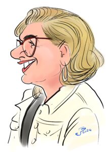 Digitale karikatuurtekening van een lachend persoon1