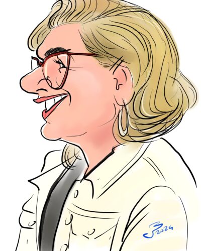 Digitale karikatuurtekening van een lachend persoon1