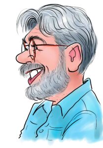Digitale karikatuurtekening van een lachend persoon3