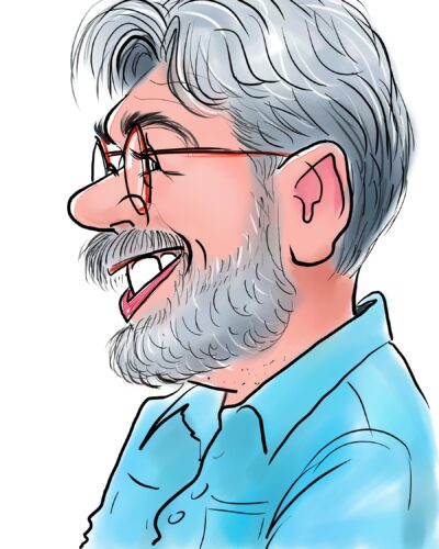 Digitale karikatuurtekening van een lachend persoon3
